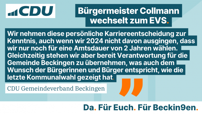 Bürgermeisterneuwahlen noch in diesem Jahr in Beckingen