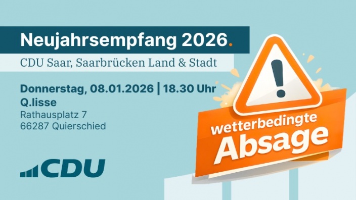 Absage Neujahresempfang CDU Saar 2026