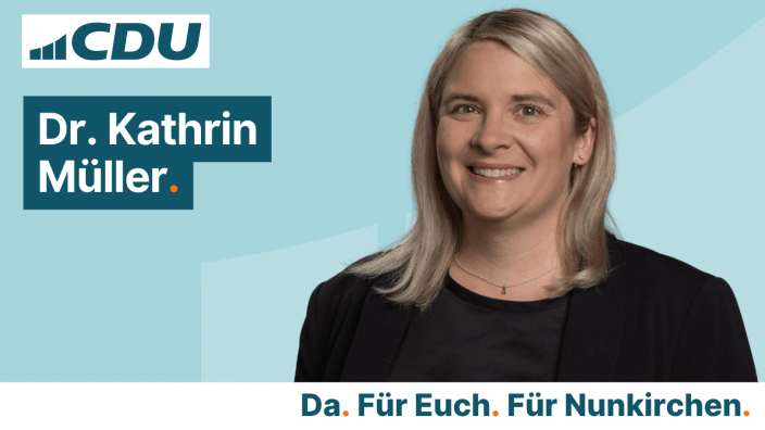 Dr. Kathrin Müller Fraktionsvorsitzende der CDU im Stadtrat Wadern Stv. Vorsitzende des CDU-Kreisverbandes Merzig-Wadern Vorsitzende der Frauen Union Wadern Vorsitzende des CDU-Ortsverbandes Nunkirchen Alternative text is used by screen readers, search e